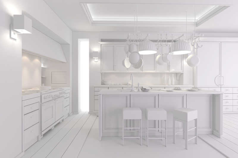 现代化的厨房黏土3D