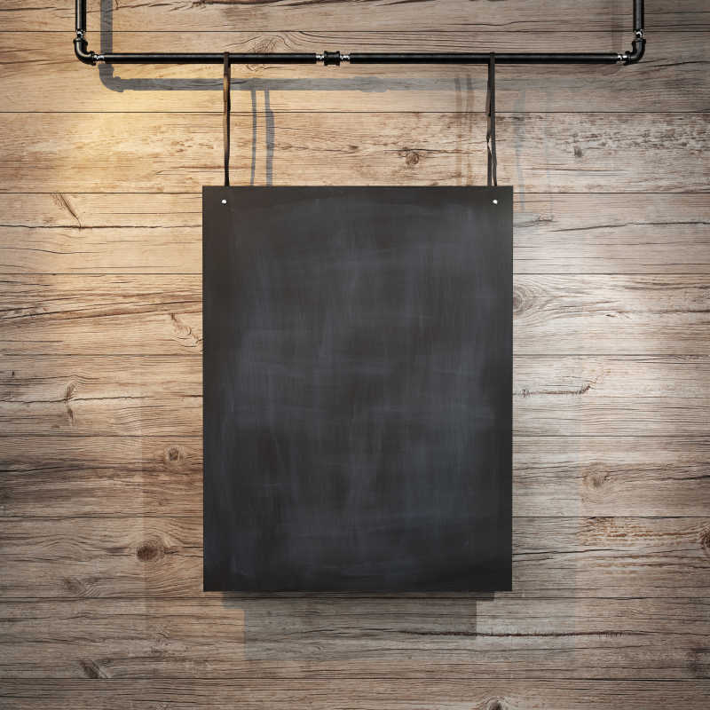 木制背景下的黑色海报