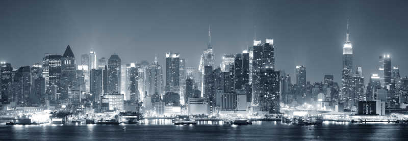 纽约市曼哈顿黑白城市