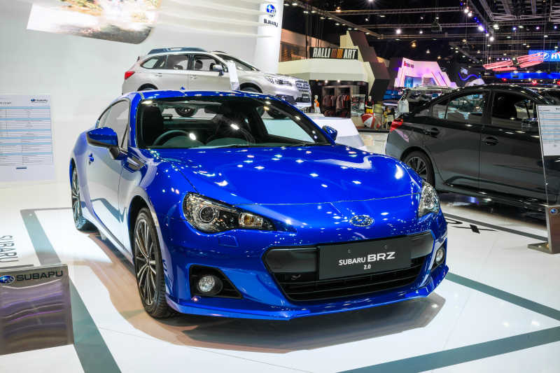 第三十一曼谷国际汽车博览会上的蓝色斯巴鲁BRZ