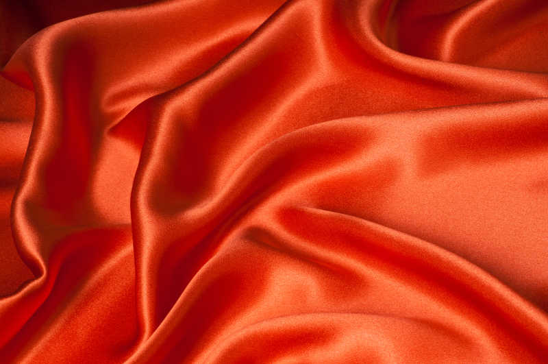 橘红色丝质材料特写