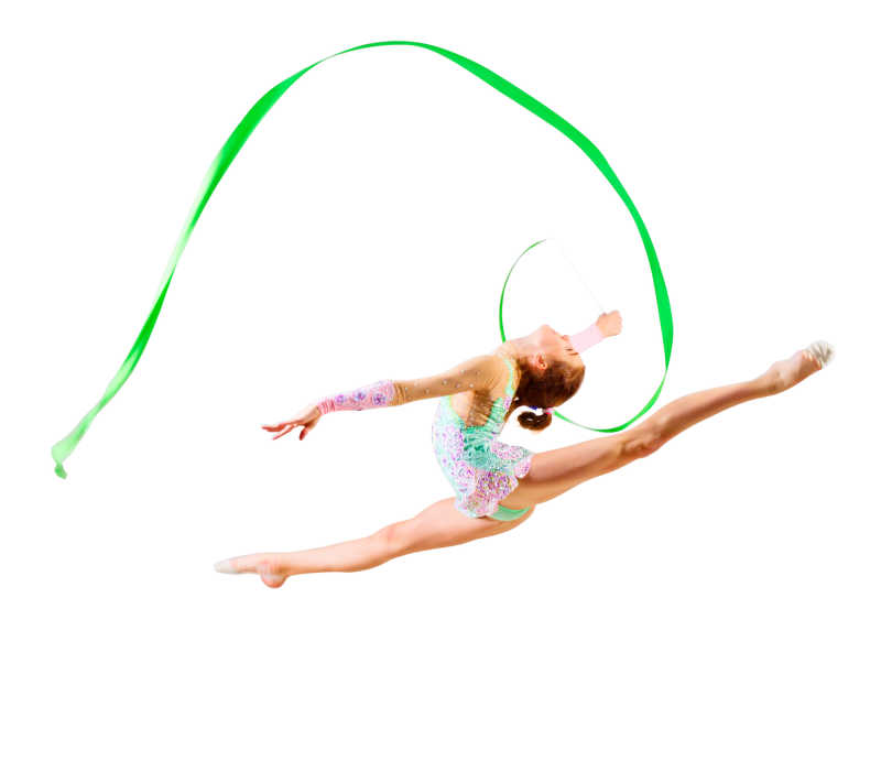 正在表演体操中的年轻女孩