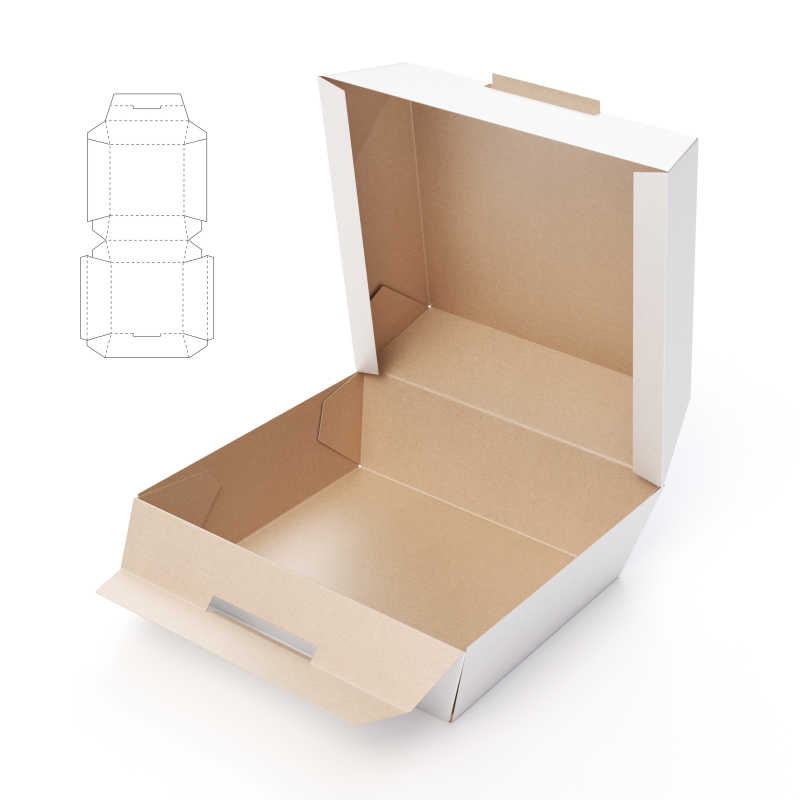 白色背景下的白色纸盒子