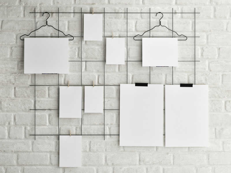 海报砖墙背景模型三维插图