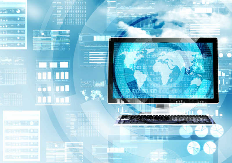 蓝色背景的互联网通信