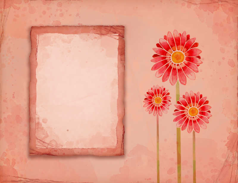 三朵花的水彩画