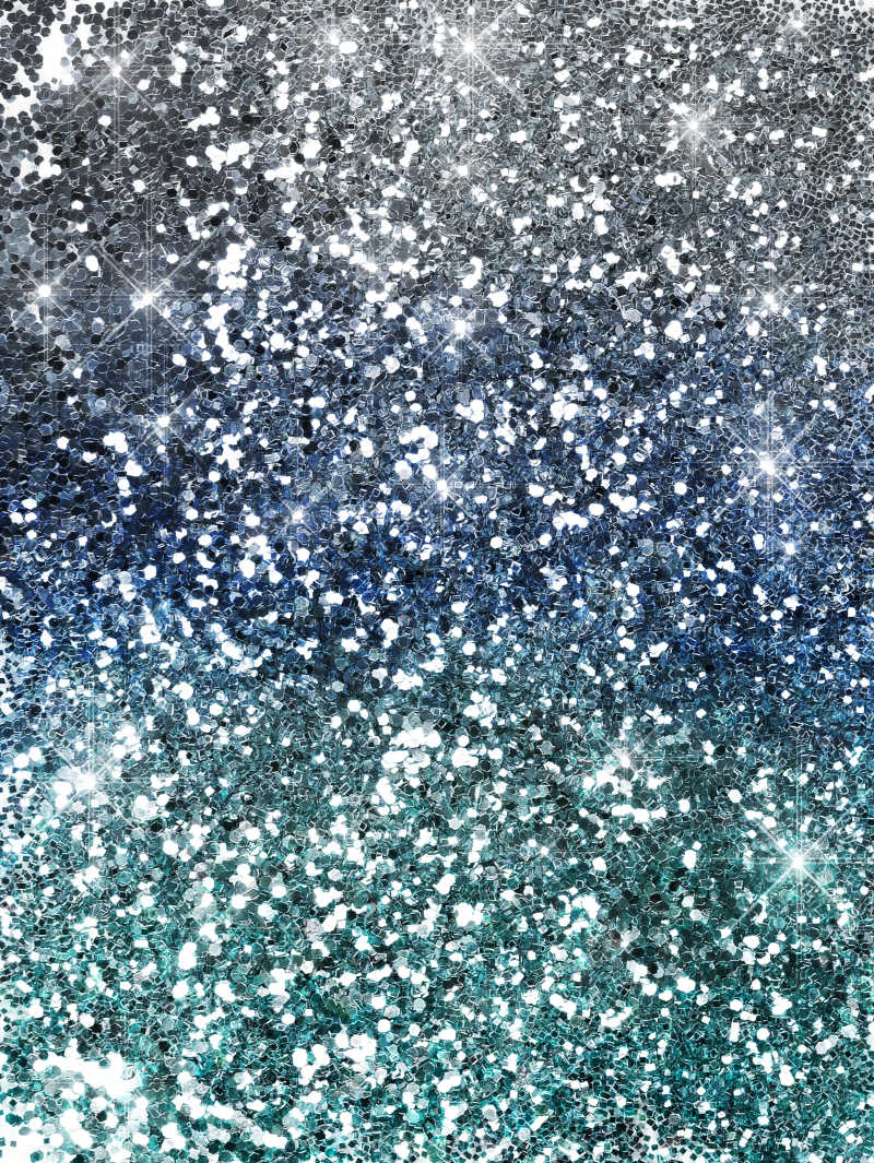 蓝绿色背景下的银色闪光