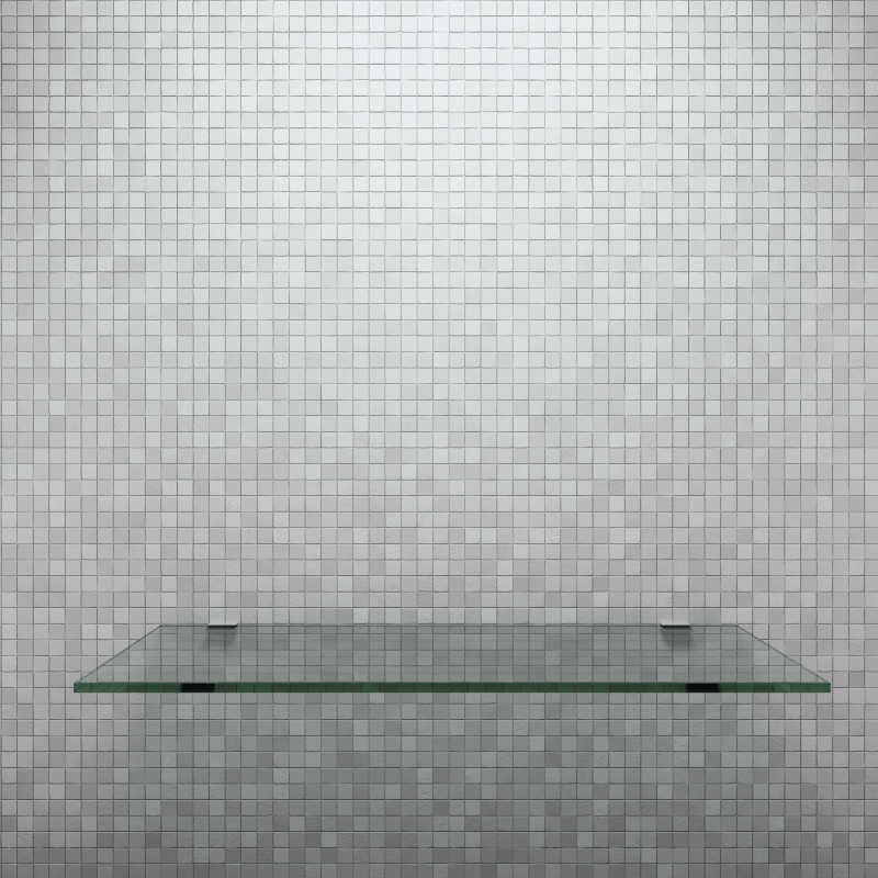 浴室玻璃架和瓷砖墙面