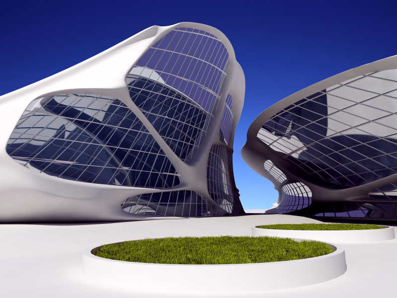 现代城市白色建筑