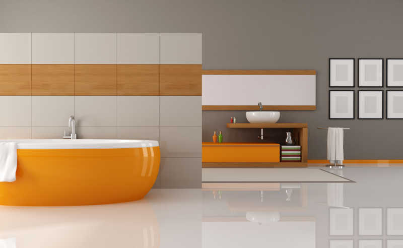 橙棕色浴室设计