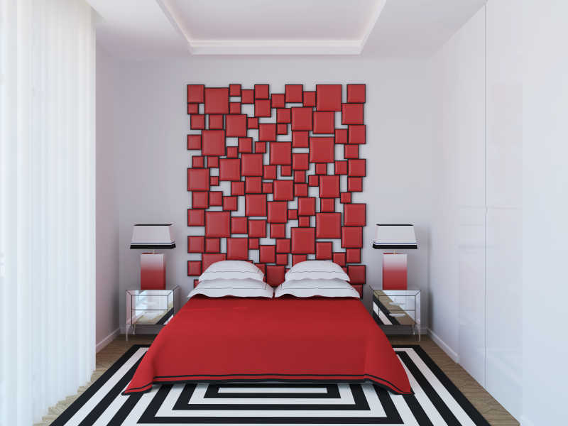 红白卧室搭配设计