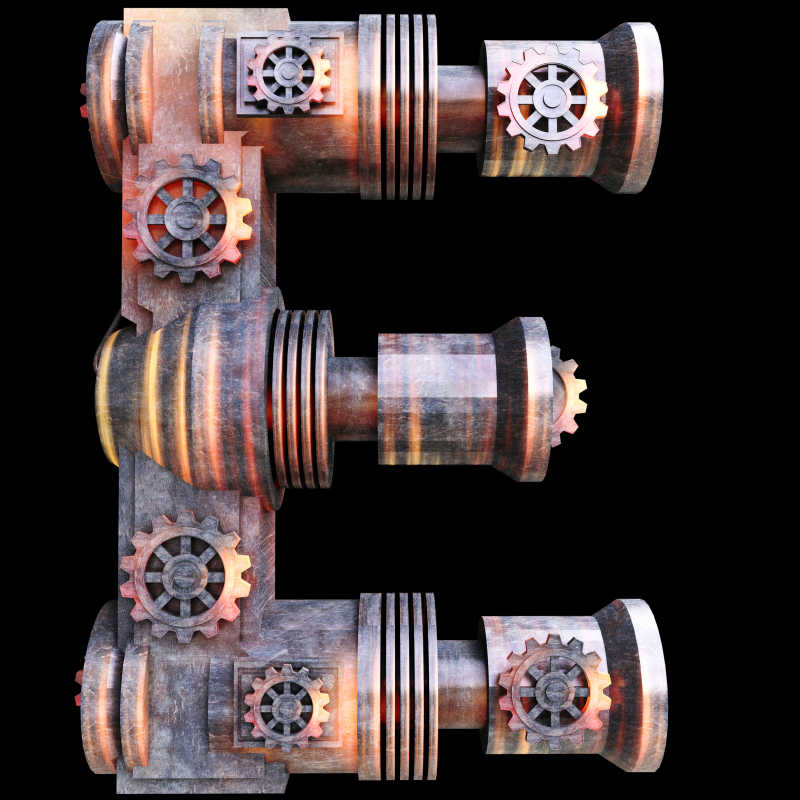 用铁制成的机械字母E