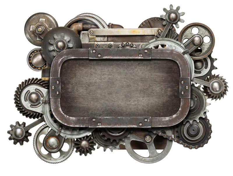 由金属齿轮和纹理构成程式化机械拼贴