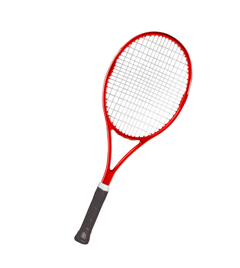 白色背景下的红色网球拍