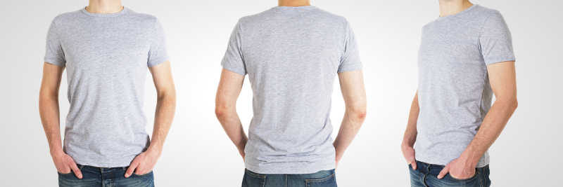 三个穿着灰色马球T恤的男人