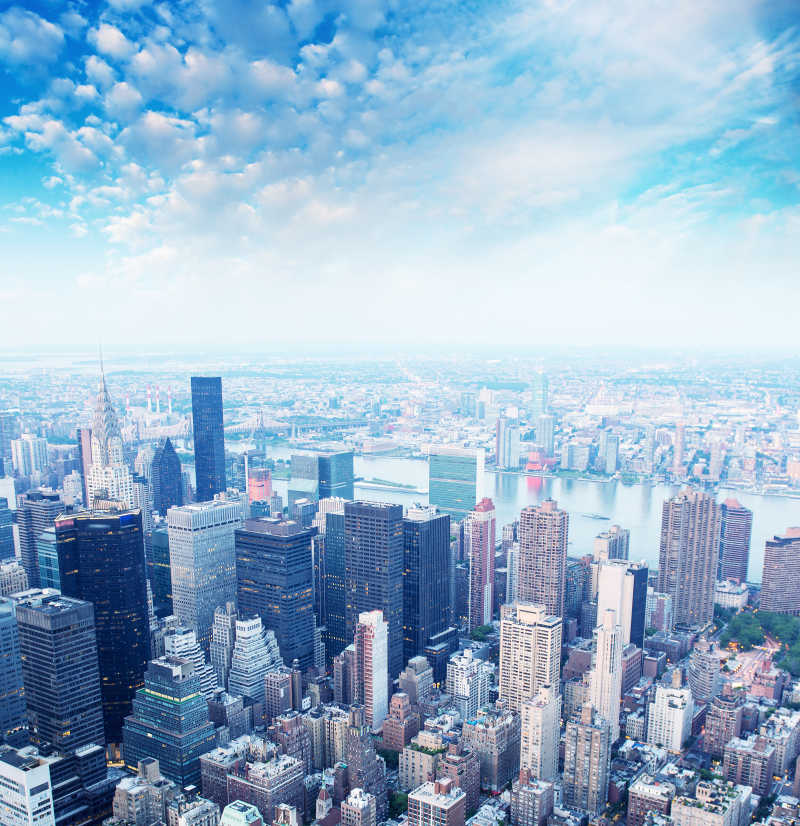 纽约曼哈顿城市全景航拍