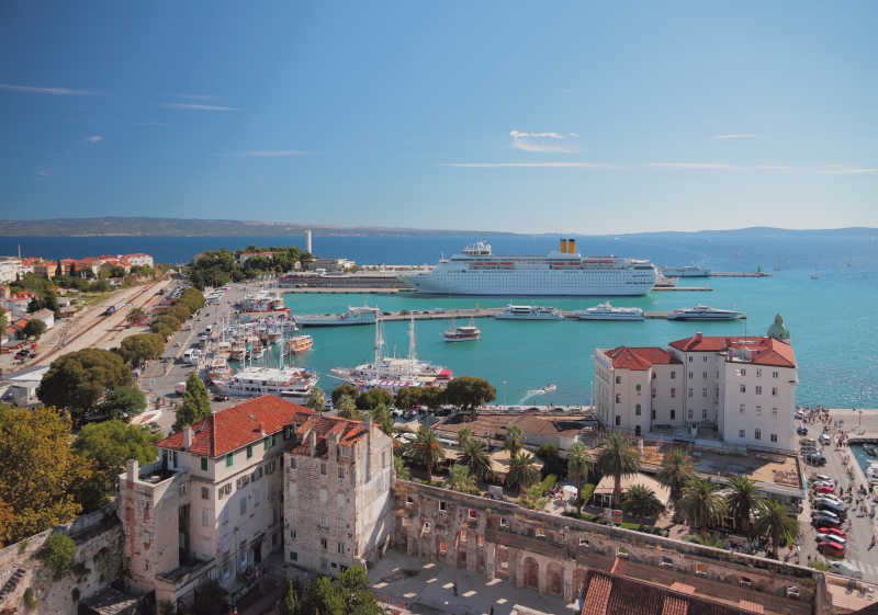 克罗地亚地中海的城市鸟瞰