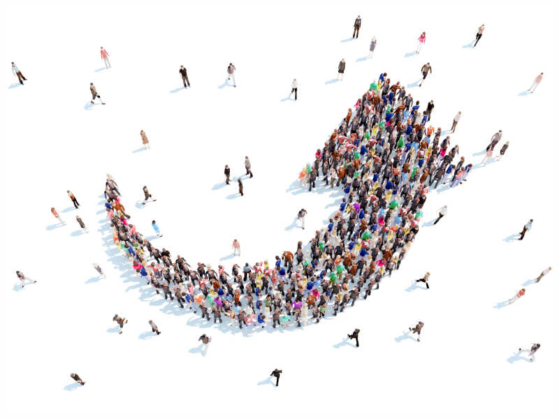 人群组成的箭头