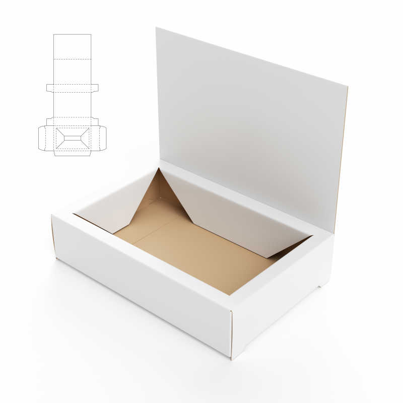 白色背景下的带盖盒子