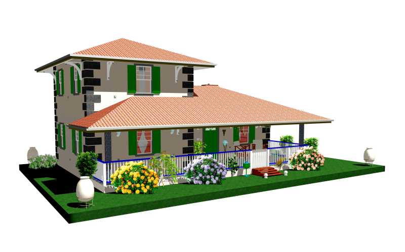 三维效果的乡村房子
