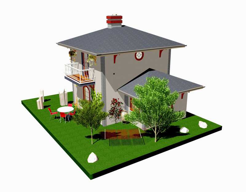 带有植物的三维别墅设计效果