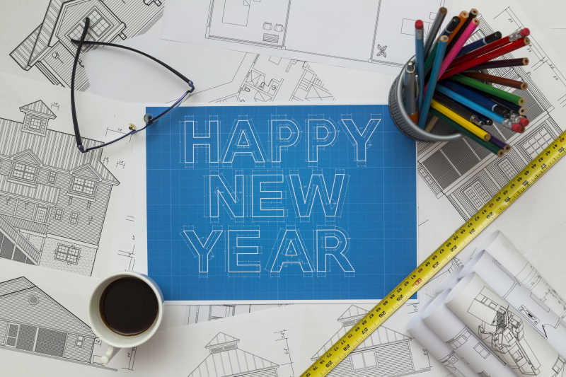 新年开心快乐蓝图