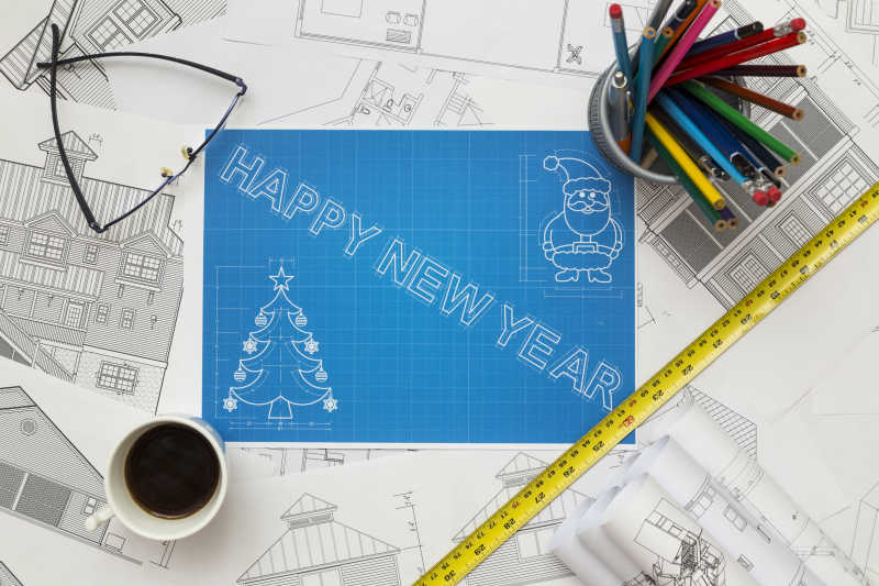 新年开心快乐的蓝图