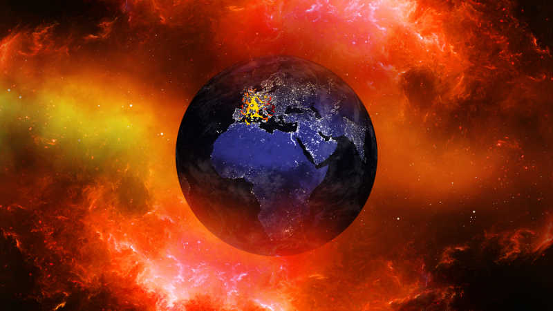 红色的太空中拍摄的地球上的非洲版图