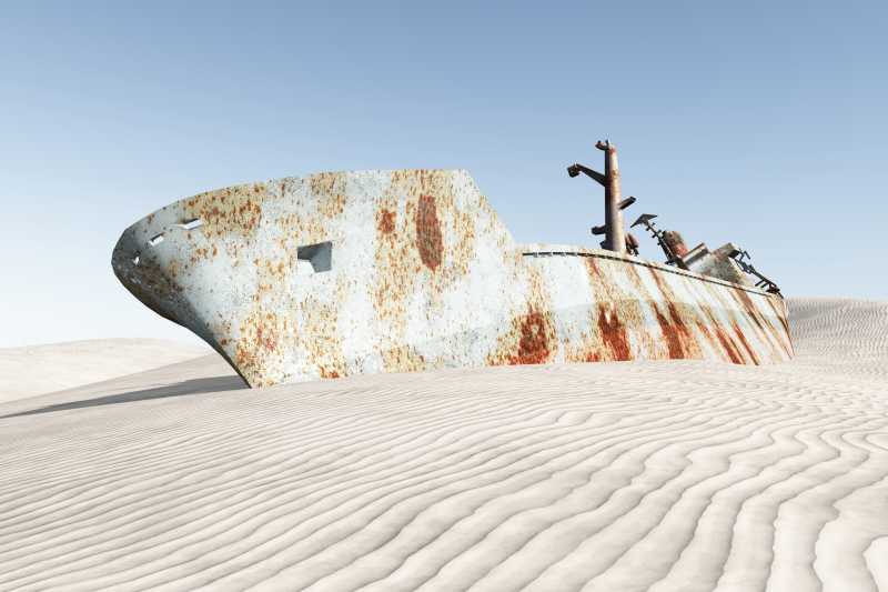 沙漠中的船只残骸
