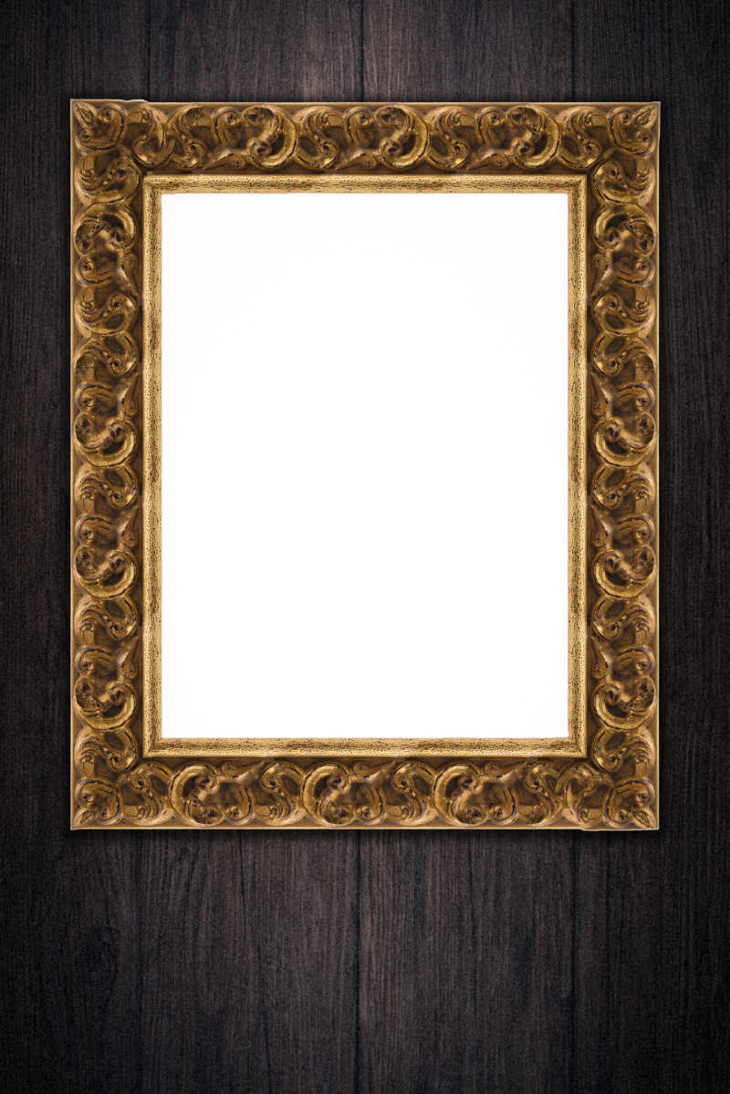 墙上的空白老式古木框