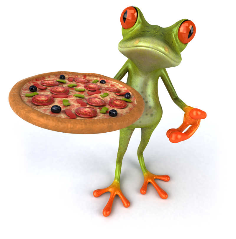 端着披萨的青蛙