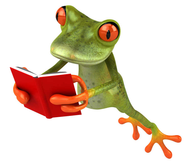 一边看书一边条跳跃的青蛙