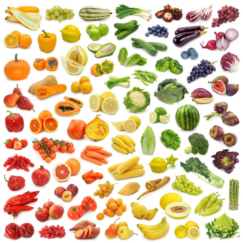 许多不同的水果和蔬菜
