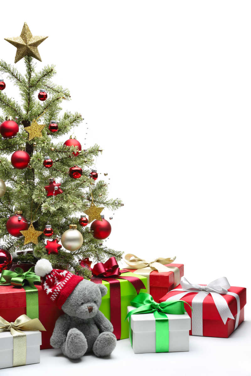 金色背景下圣诞节红色装饰品和金色铃铛系列 一 圣诞节和礼物(23张