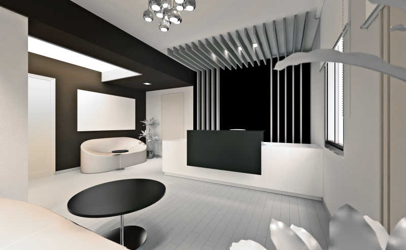 办公室入口门厅的3D渲染