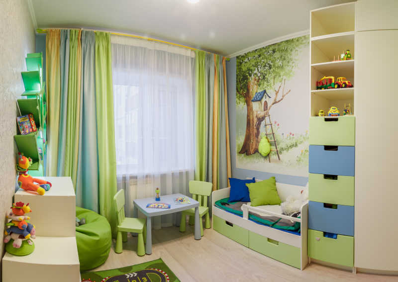 现代绿色系儿童房