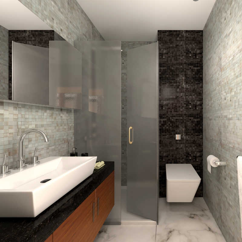 现代时尚简约浴室3D渲染效果