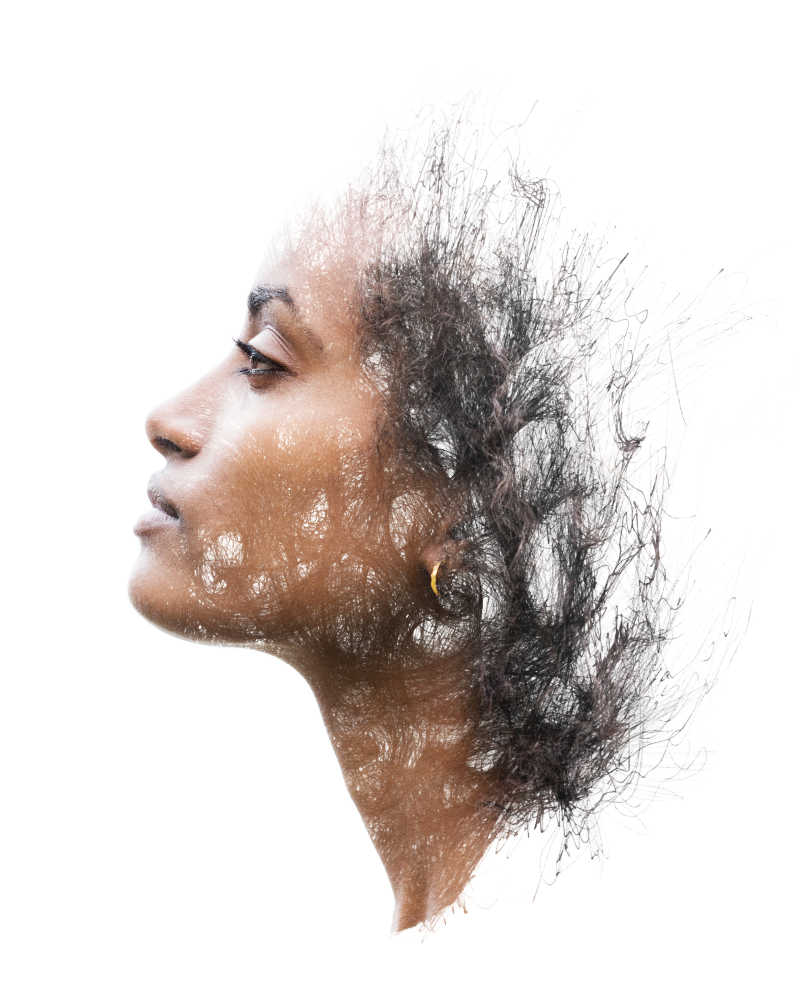 肖像画与钢笔画的结合的女人肖像