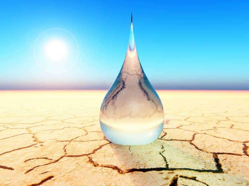 干裂土地上的一颗水滴