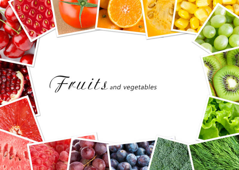 新鲜蔬菜和水果拼贴
