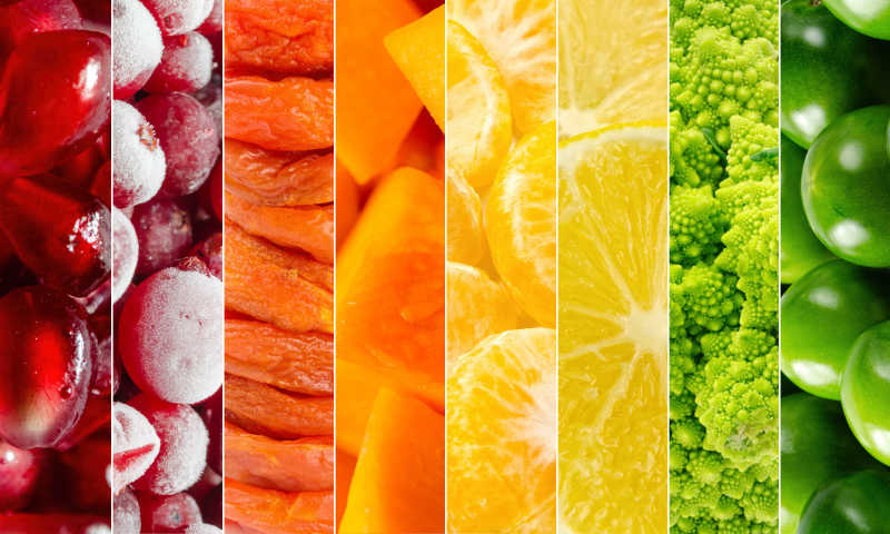 新鲜水果和蔬菜拼贴