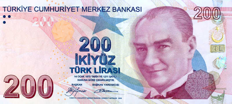 200 Lira banknote前线
