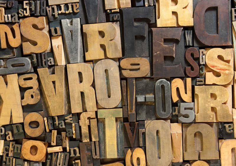 木制立体字母特写