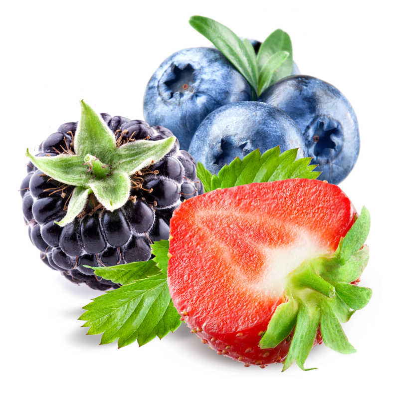 白色背景上的几个浆果