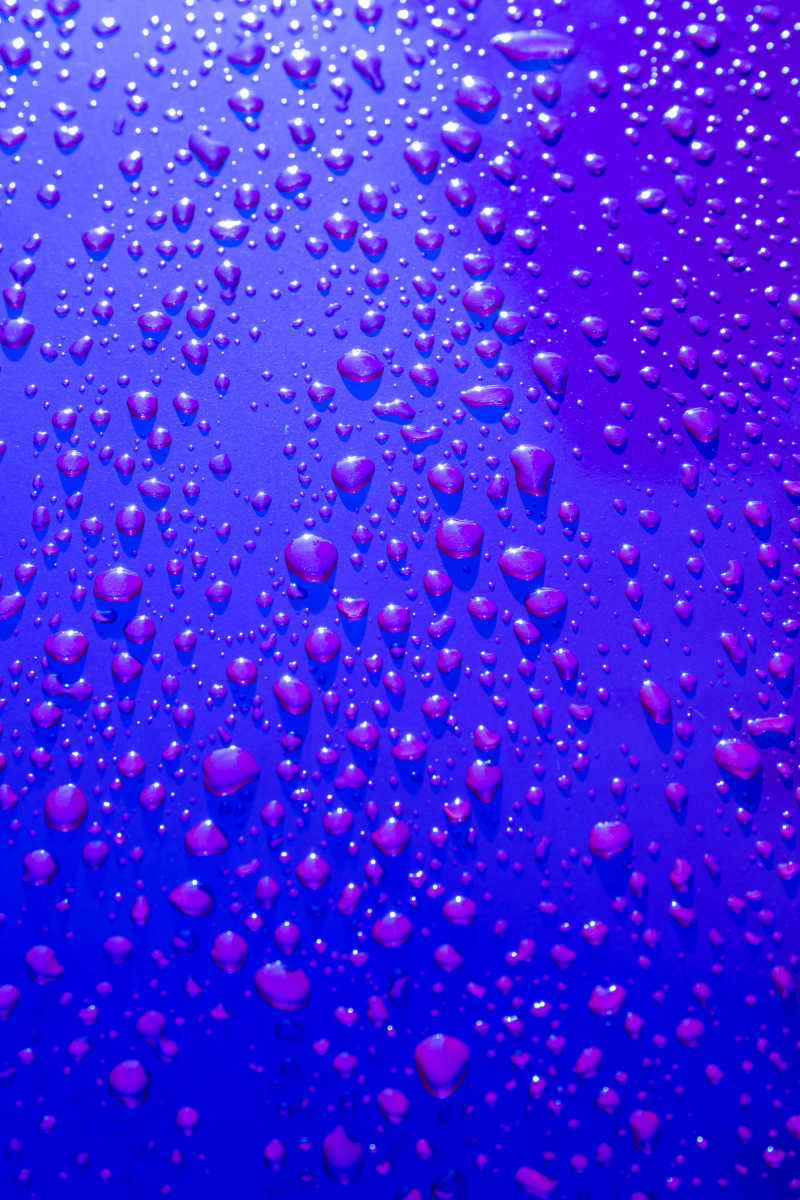 紫色背景上的雨滴