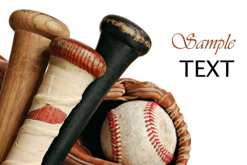 带有复制空间的白色背景的棒球手套