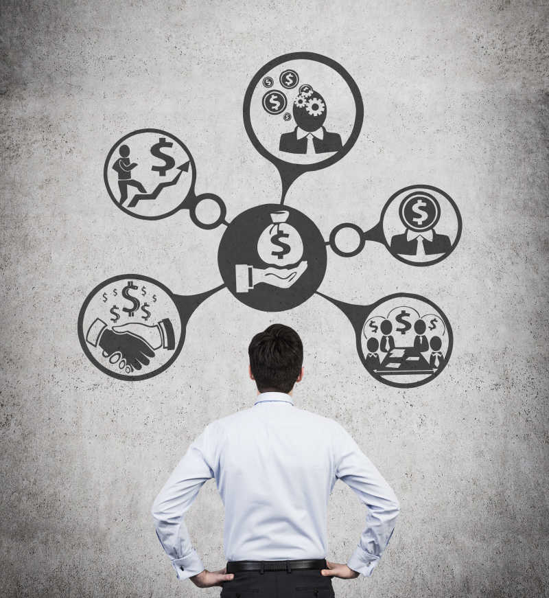 发明商业投资计划的商人