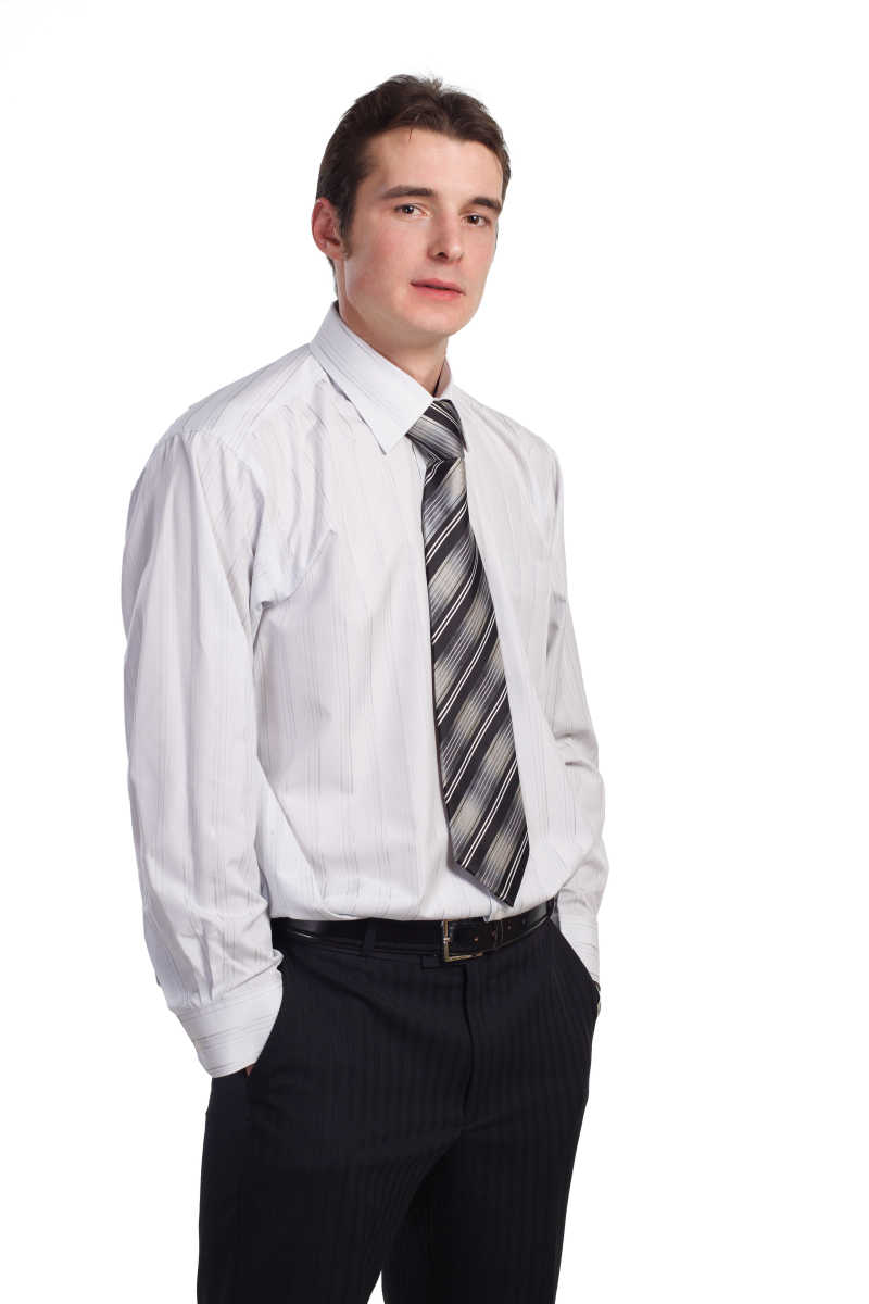 白色背景上的商人