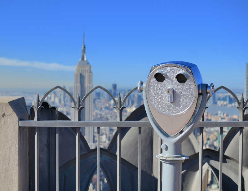 俯视曼哈顿中心建筑和地标