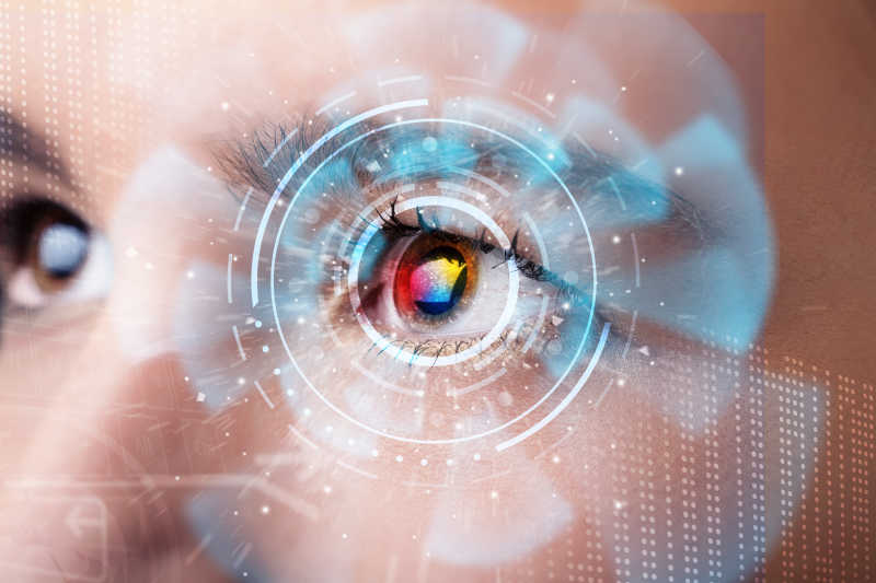 未来妇女与网络技术的眼睛面板